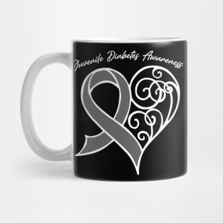 Juvenile Diabetes Awareness Heart Ribbon Gift Valentines Day - In This Family Nobody Fights Alone Mug